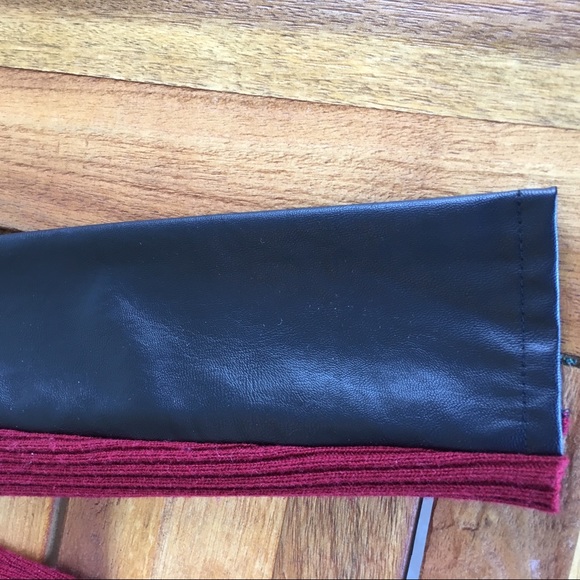 Silk Cashmere Sweater with Leather Sleeve Panels - Picture 5 of 8